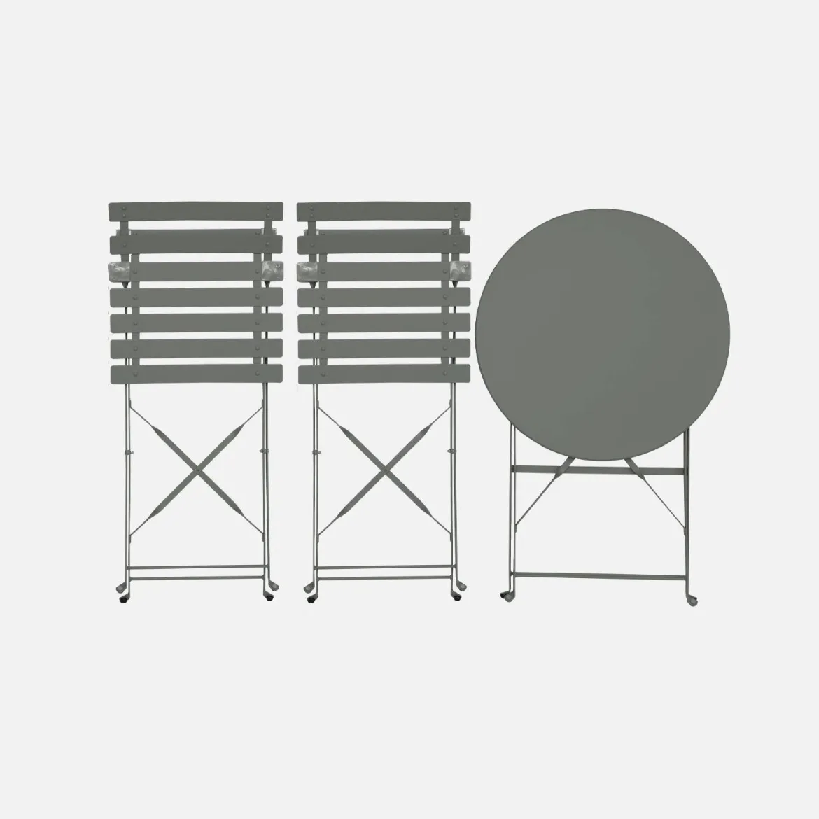 Set tavolo da giardino bistrot pieghevole in acciaio con 2 sedie, Ø60cm