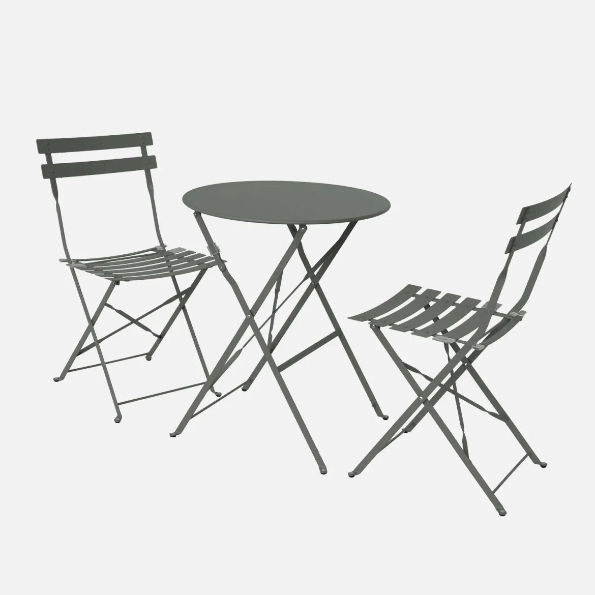 Set tavolo da giardino bistrot pieghevole in acciaio con 2 sedie, Ø60cm
