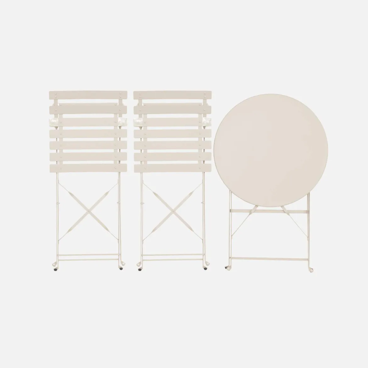 Set tavolo da giardino bistrot pieghevole in acciaio con 2 sedie, Ø60cm