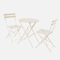 Set tavolo da giardino bistrot pieghevole in acciaio con 2 sedie, Ø60cm
