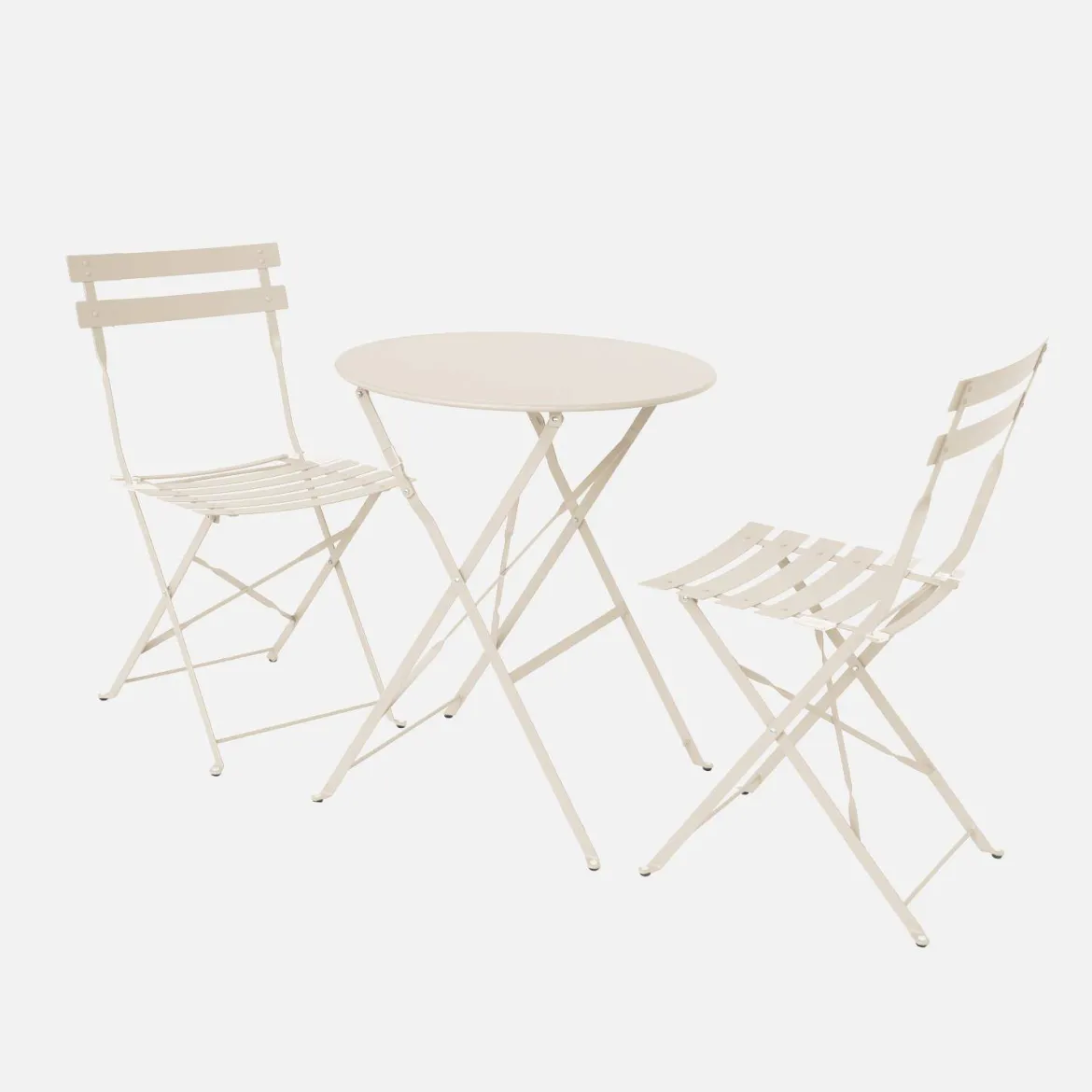 Set tavolo da giardino bistrot pieghevole in acciaio con 2 sedie, Ø60cm