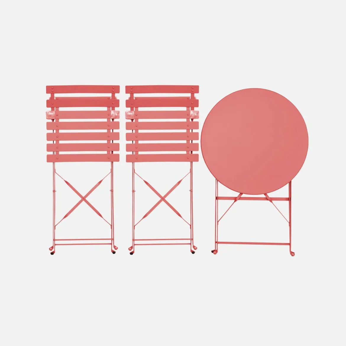 Set tavolo da giardino bistrot pieghevole in acciaio con 2 sedie, Ø60cm