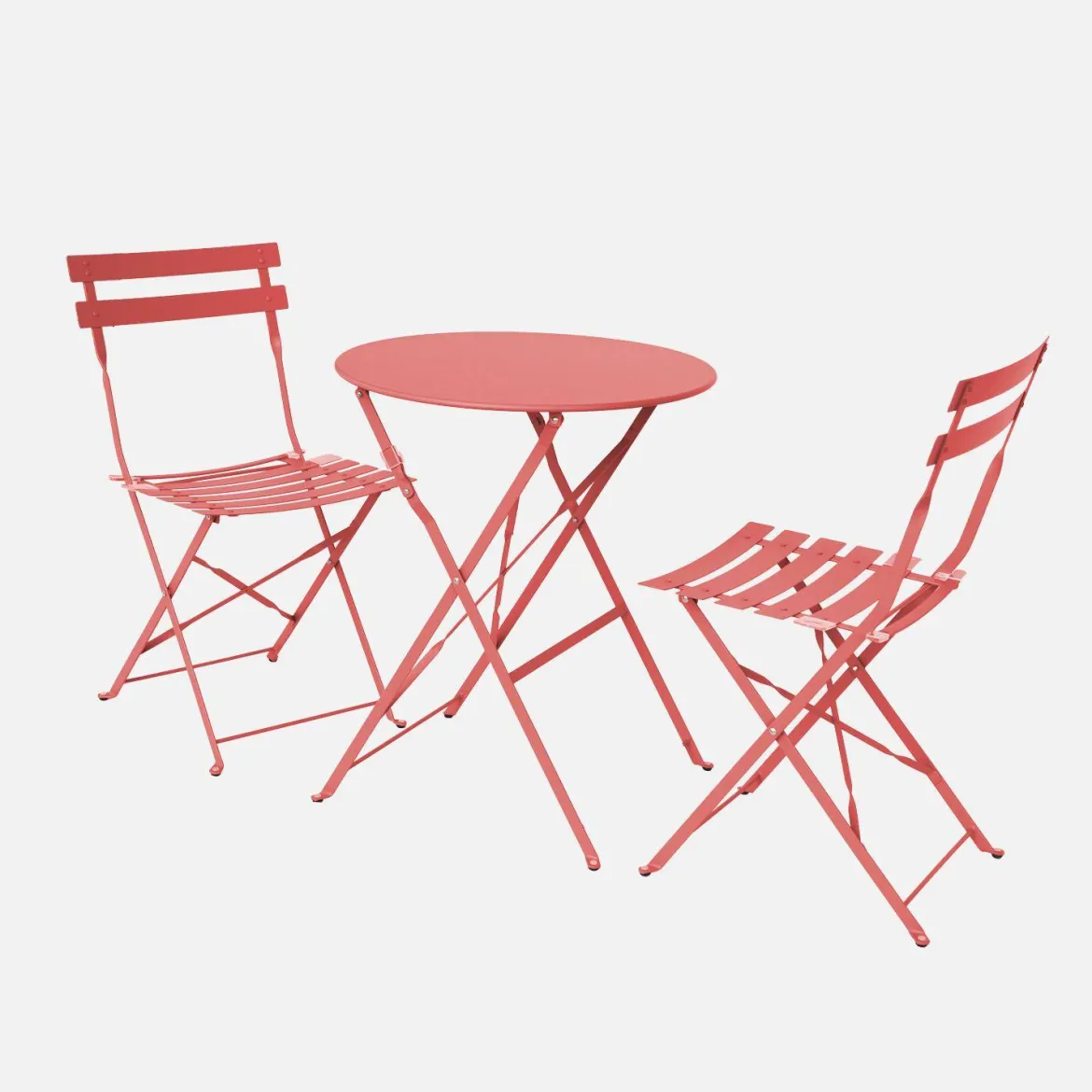 Set tavolo da giardino bistrot pieghevole in acciaio con 2 sedie, Ø60cm