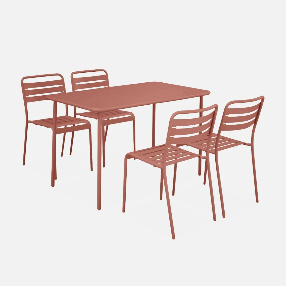 Set tavolo da giardino bistrot in metallo con 4 sedie, 120cm