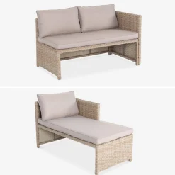 Set tavolo da giardino con pouf a incasso con 6 posti