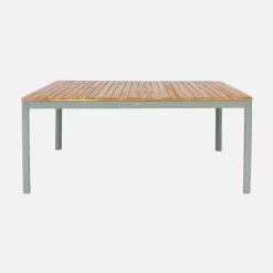 Set tavolo da giardino con angoli arrotondati in legno di acacia con 8 sedie