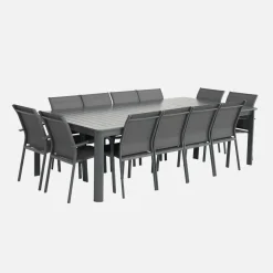 Set tavolo da giardino estensibile in alluminio con 12 sedie