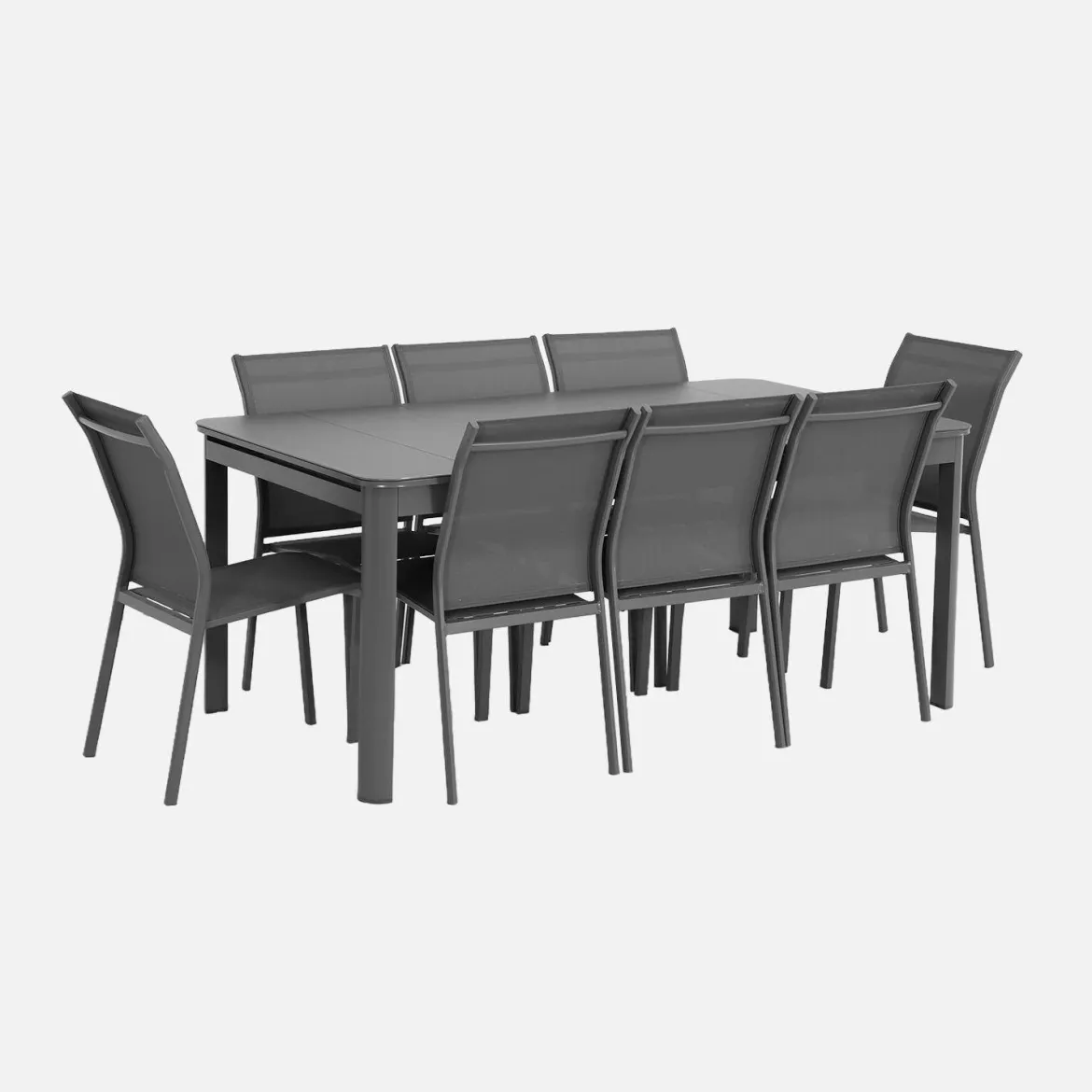 Set tavolo da giardino estensibile in alluminio con 8 sedie