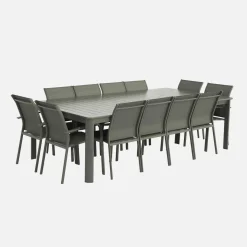 Set tavolo da giardino estensibile in alluminio con 12 sedie