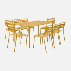 Set tavolo da giardino in acciaio con 8 sedie, 160cm