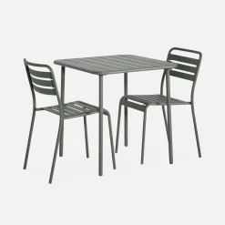 Set tavolo da giardino in acciaio con 2 sedie, 70cm