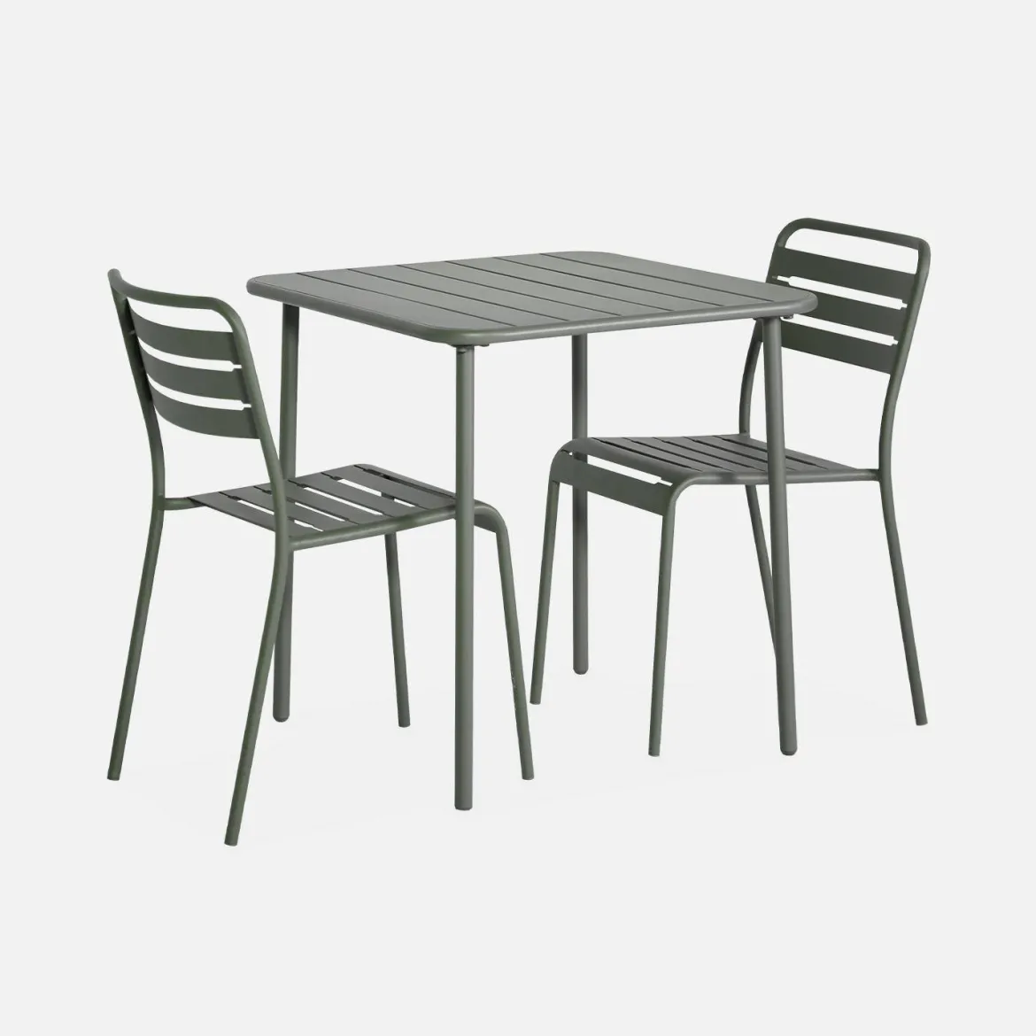Set tavolo da giardino in acciaio con 2 sedie, 70cm
