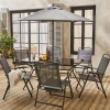 Set tavolo da giardino in acciaio con 6 poltrone e 1 ombrellone