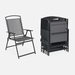 Set tavolo da giardino in acciaio con 6 poltrone e 1 ombrellone