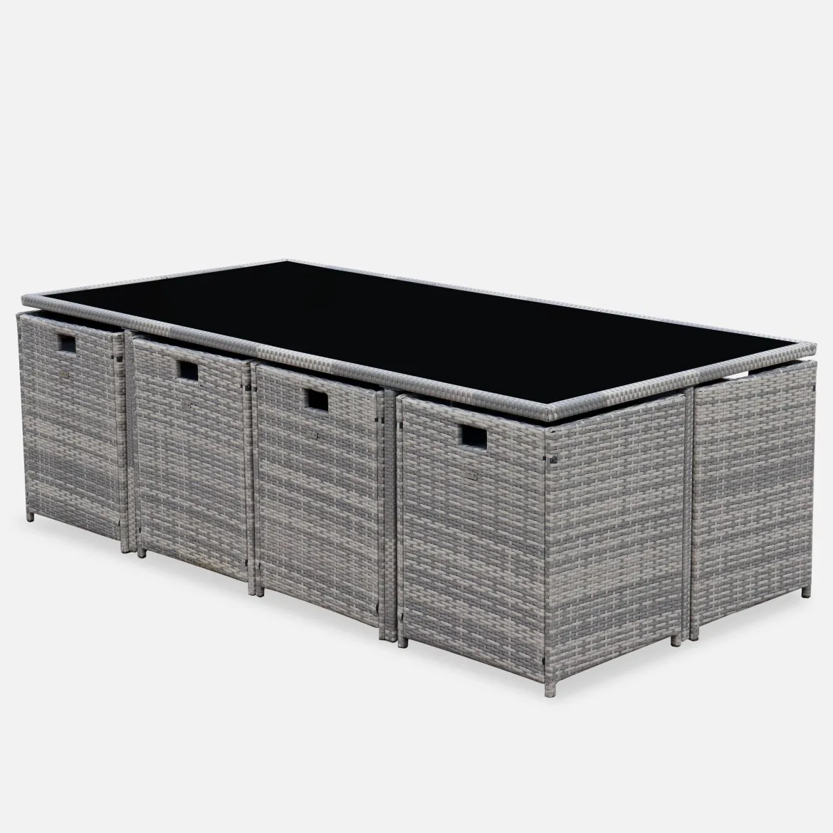 Set tavolo da giardino in resina con 12 poltrone + copertura di protezione