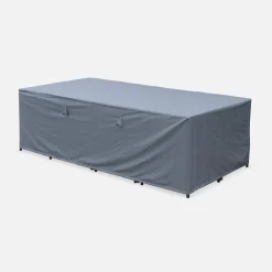 Set tavolo da giardino in resina con 12 poltrone + copertura di protezione