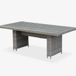 Set tavolo da giardino in resina arrotondata con 6 poltrone