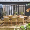 Set tavolo da giardino in legno di eucalipto e corde con 8 sedie