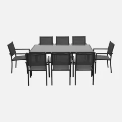 Set tavolo da giardino in alluminio con 8 sedie