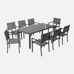 Set tavolo da giardino in alluminio con 8 sedie