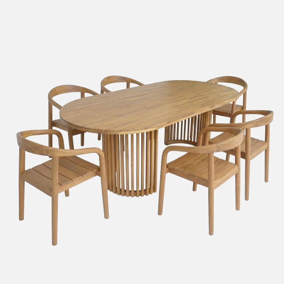 Set tavolo da giardino in legno di acacia con 6 sedie