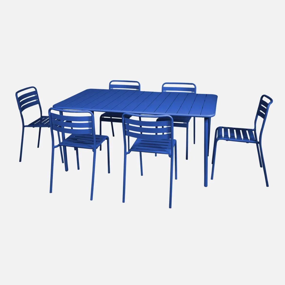 Set tavolo da giardino in acciaio con 6 sedie, 160cm
