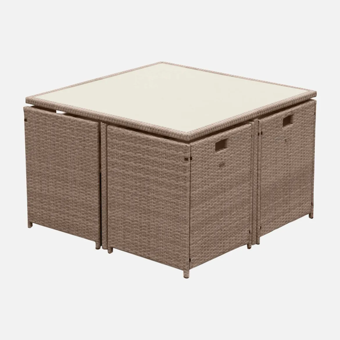 Set tavolo da giardino in resina con 8 poltrone + copertura di protezione