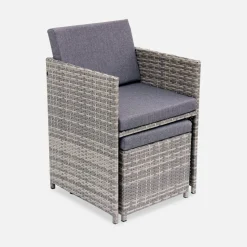 Set tavolo da giardino in resina intrecciata con 6-10 posti