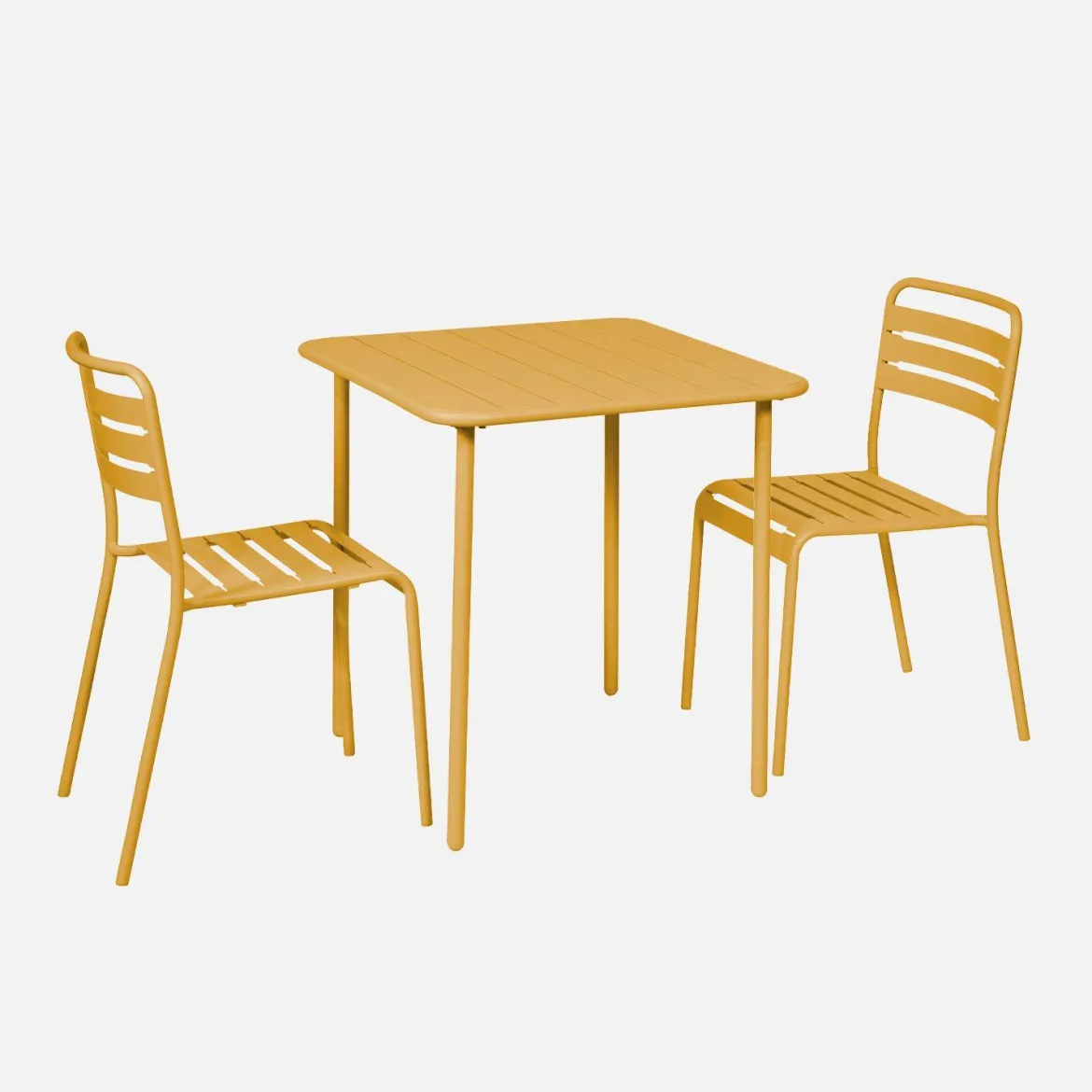 Set tavolo da giardino in acciaio con 2 sedie, 70cm