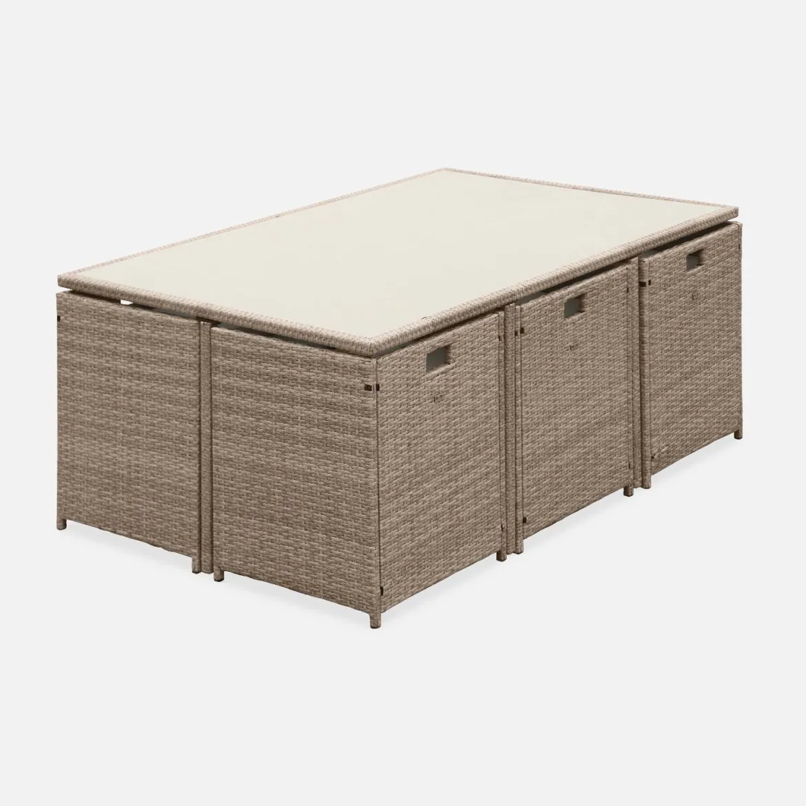 Set tavolo da giardino in resina intrecciata con 6-10 posti