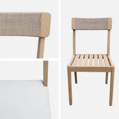 Set tavolo da giardino in legno di acacia con 6 sedie
