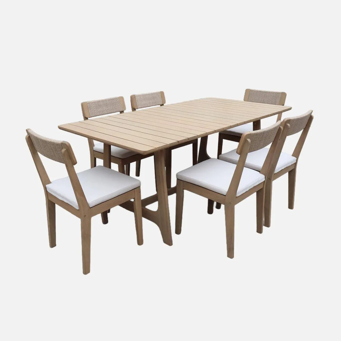 Set tavolo da giardino in legno di acacia con 6 sedie