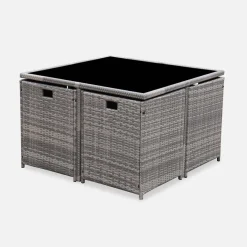 Set tavolo da giardino in resina intrecciata con 4-8 posti