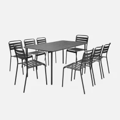 Set tavolo da giardino in acciaio con 8 sedie, 160cm