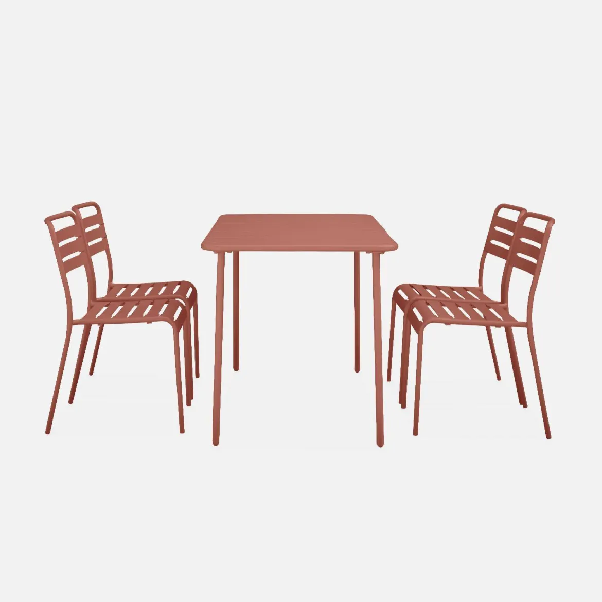 Set tavolo da giardino in acciaio con 4 sedie, 120cm