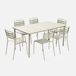 Set tavolo da giardino in acciaio con 2 poltrone e 4 sedie