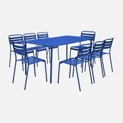 Set tavolo da giardino in acciaio con 8 sedie, 160cm