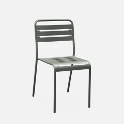 Set tavolo da giardino in acciaio con 4 sedie, 120cm