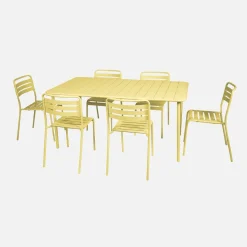 Set tavolo da giardino in acciaio con 6 sedie, 160cm