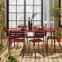 Set tavolo da giardino in acciaio con 6 sedie, 160cm