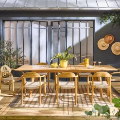 Set tavolo da giardino in legno di acacia con 8 sedie