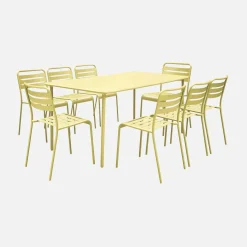Set tavolo da giardino in acciaio con 8 sedie, 160cm