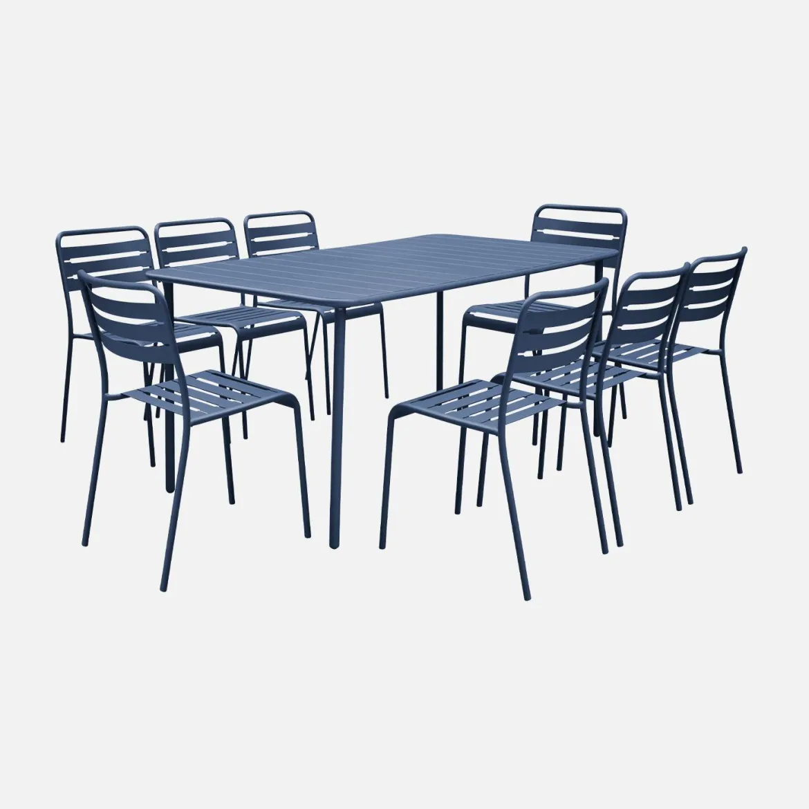 Set tavolo da giardino in acciaio con 8 sedie, 160cm