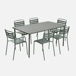 Set tavolo da giardino in acciaio con 2 poltrone e 4 sedie