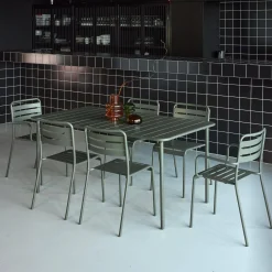 Set tavolo da giardino in acciaio con 2 poltrone e 4 sedie