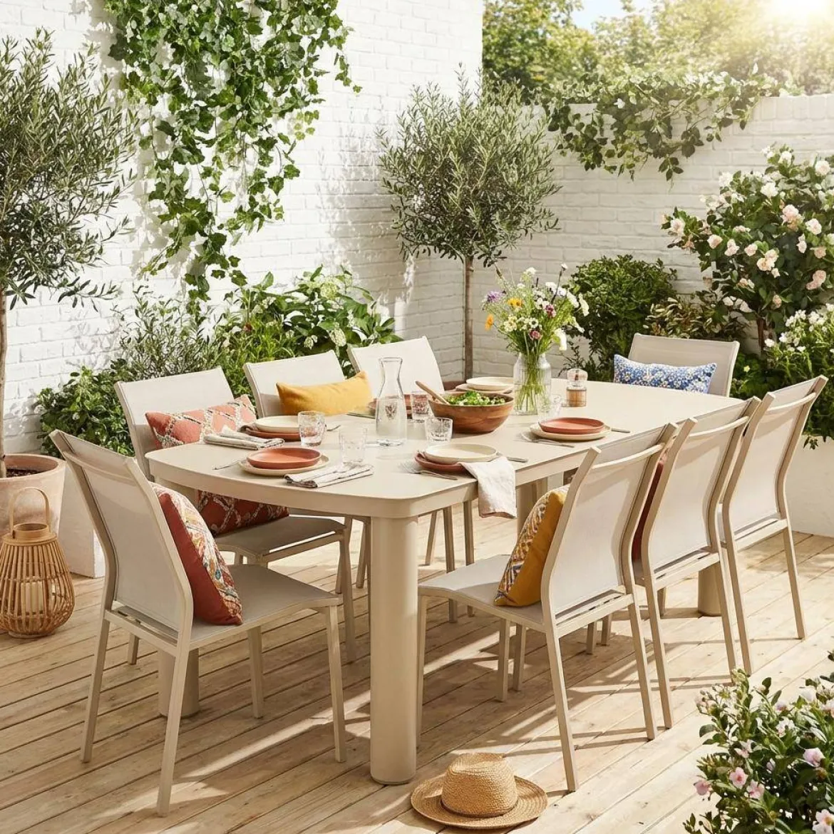 Set tavolo da giardino in alluminio con 8 sedie