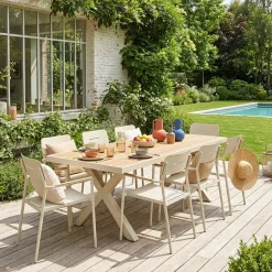 Set tavolo da giardino in alluminio con 8 sedie