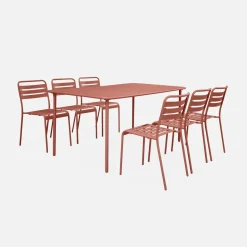 Set tavolo da giardino in acciaio con 6 sedie, 160cm