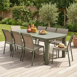 Set tavolo da giardino in alluminio con 8 sedie