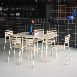 Set tavolo da giardino in acciaio con 6 sedie, 140cm